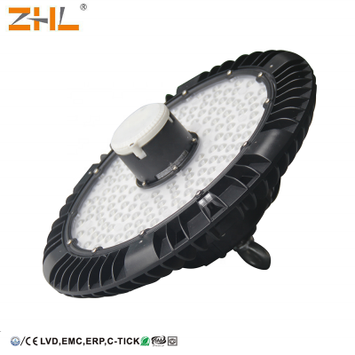 ZHL CE Meanwell isolated driver Sumsung3030 Ra80 IP65 145lm/w 5 years warranty 100W UFO LED high bay light with microwave sensor